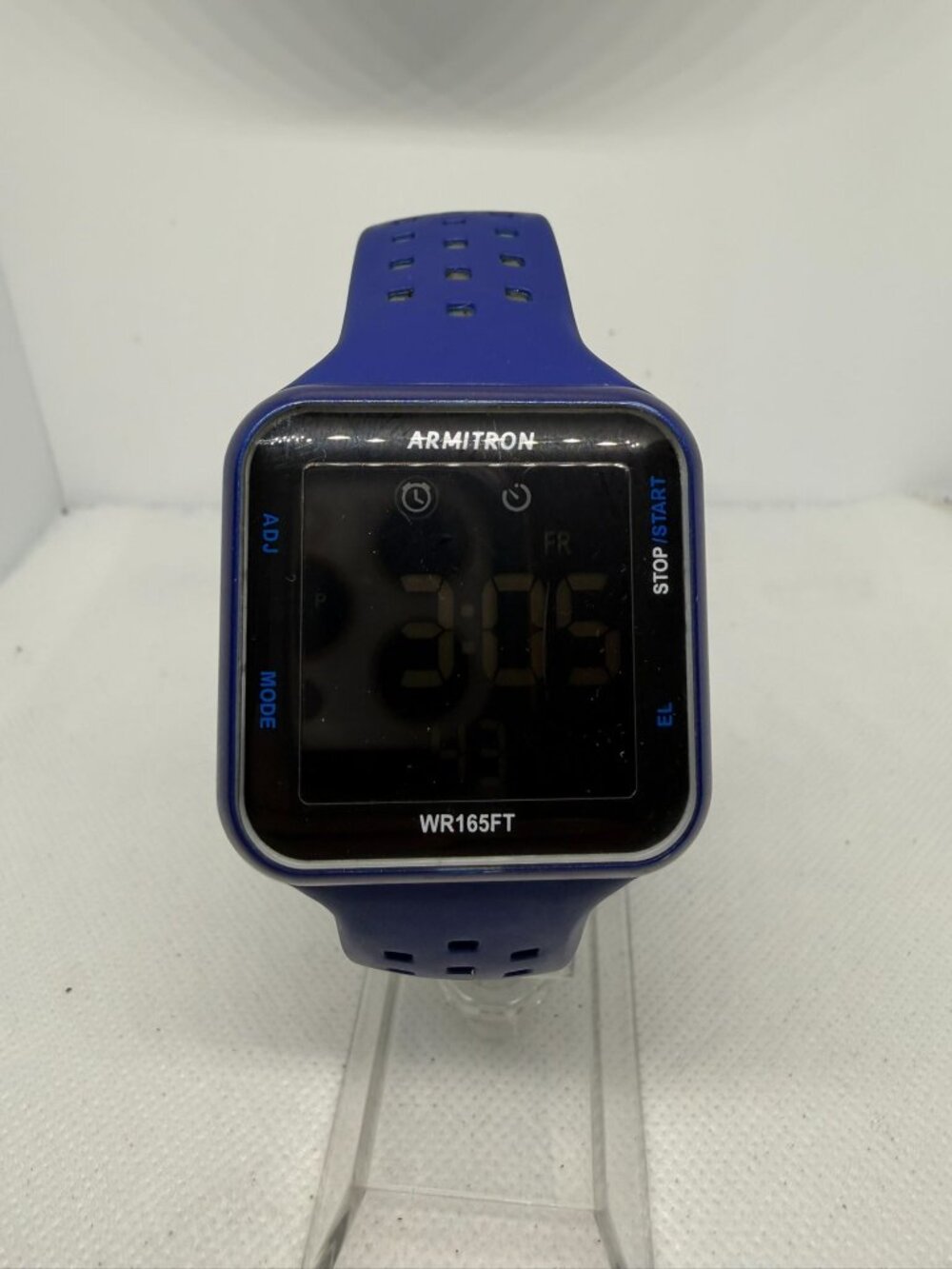 Armitron Pro Sport 40/8417 Grey Blue Perforated Silicone Digital Watch WR165